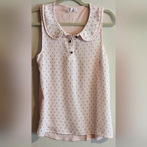 Elle Sleeveless Blouse, Pink and Black, Size Medium